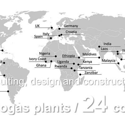 Weltkarte mit Biogasanlagen